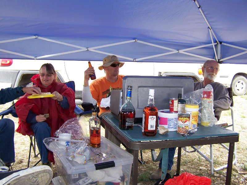 No 30 Blue forrest camp life, happy hour. Diane, Jeff and Cy. .JPG